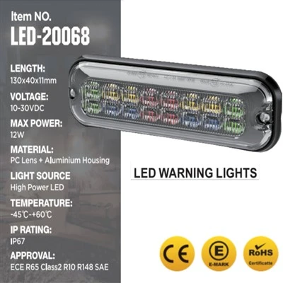 12 LED Amber Aluminum Housing IP68 IP69K Retrofit Flashing Bright LED Warning Lights For Truck/Cars factory